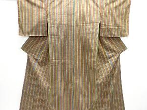 縞織り出し手織り紬着物